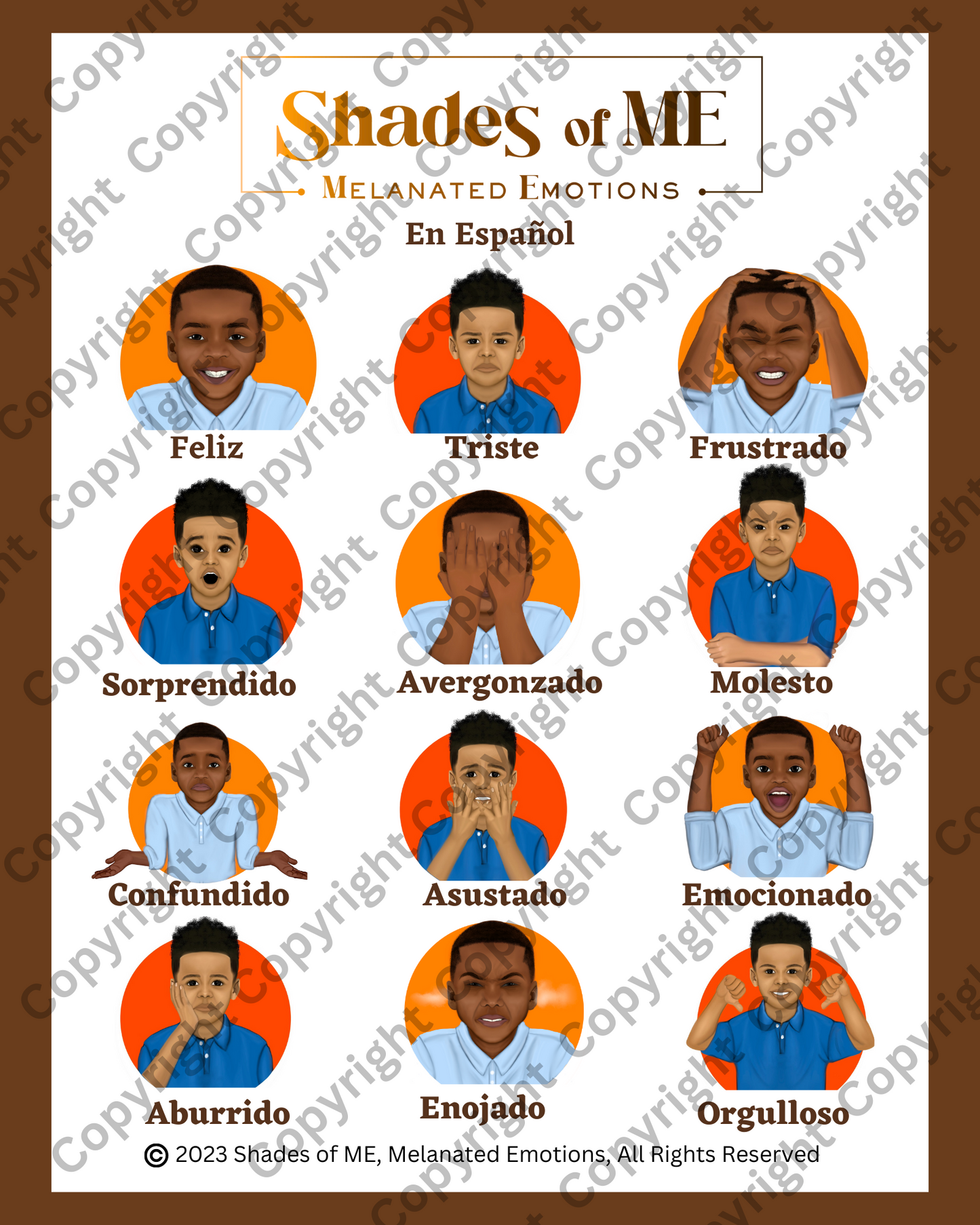 Feelings Chart - Boys of Color (Spanish)