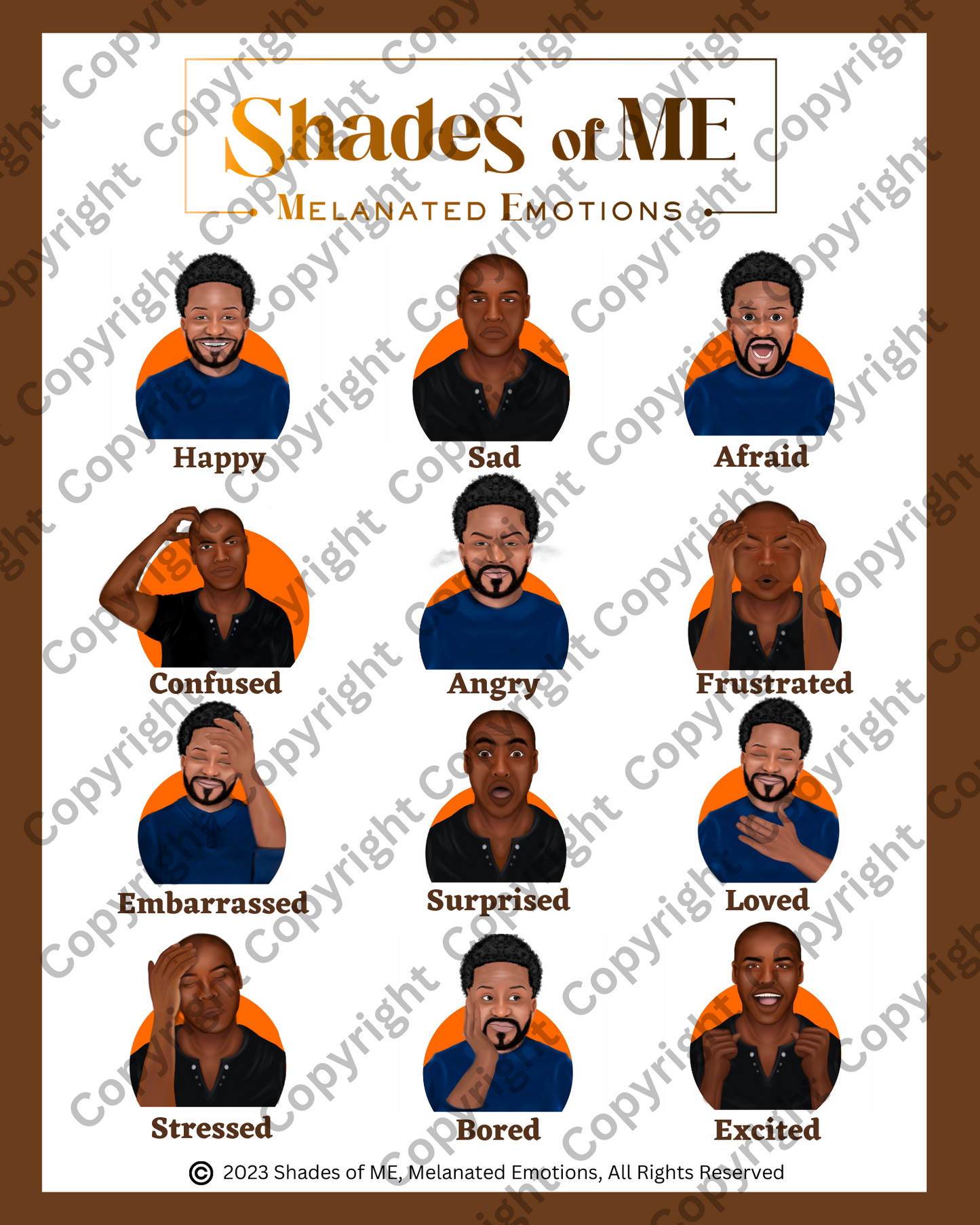 Feelings Chart - Black Men (English)