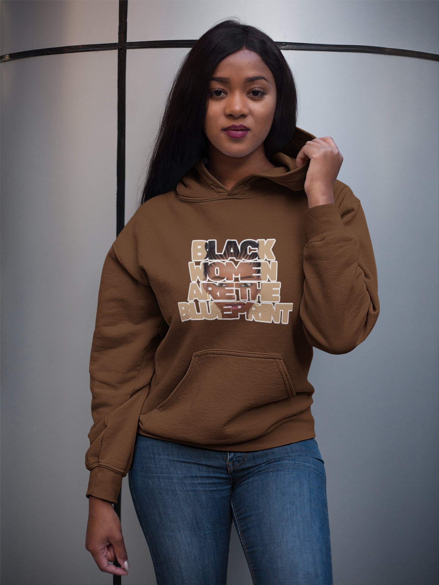Hoodie - Black Women are the Blueprint (Light Brown)