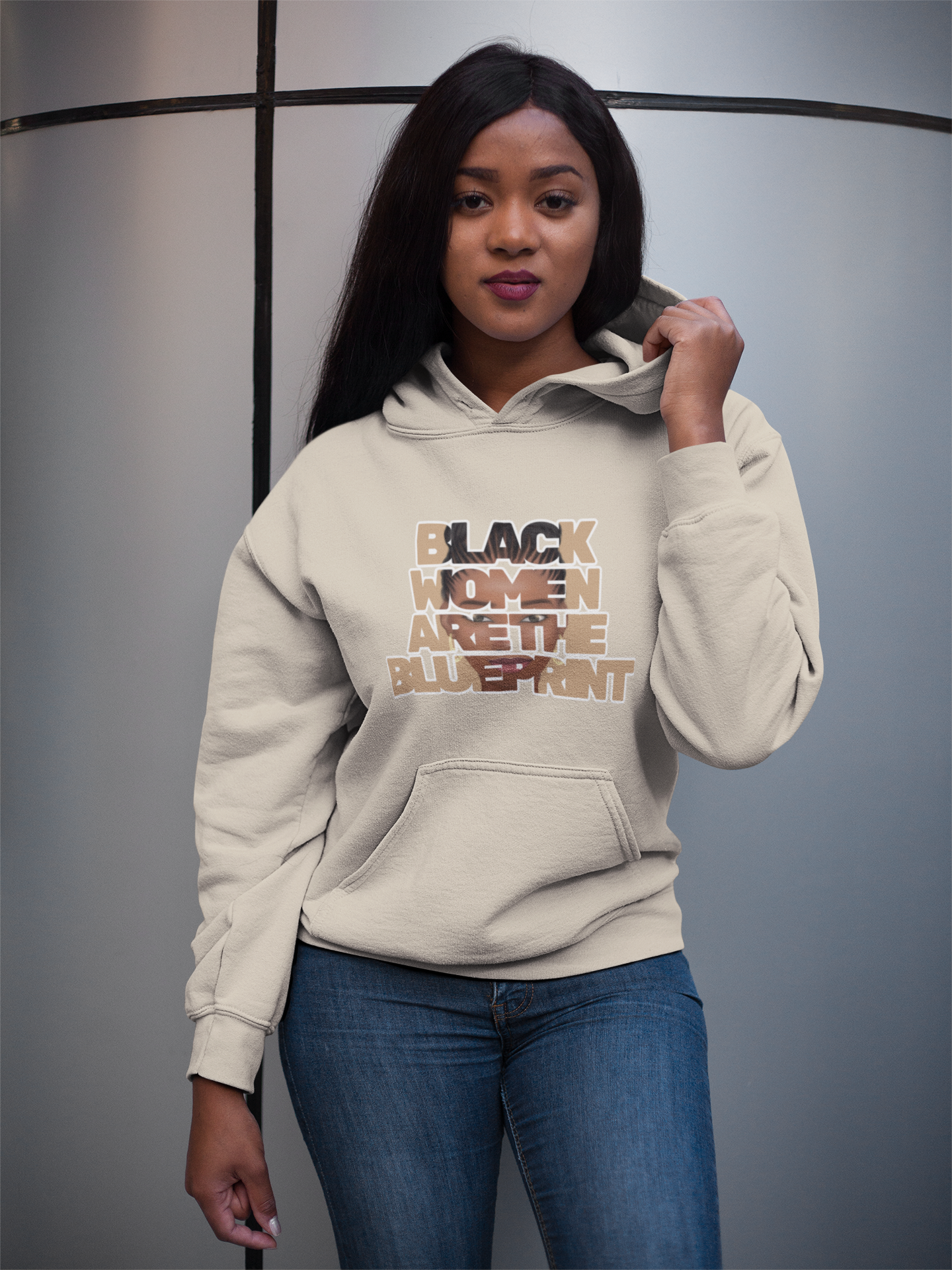 Hoodie - Black Women are the Blueprint (Light Brown)
