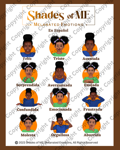 Feelings Chart - Girls of Color (Spanish)