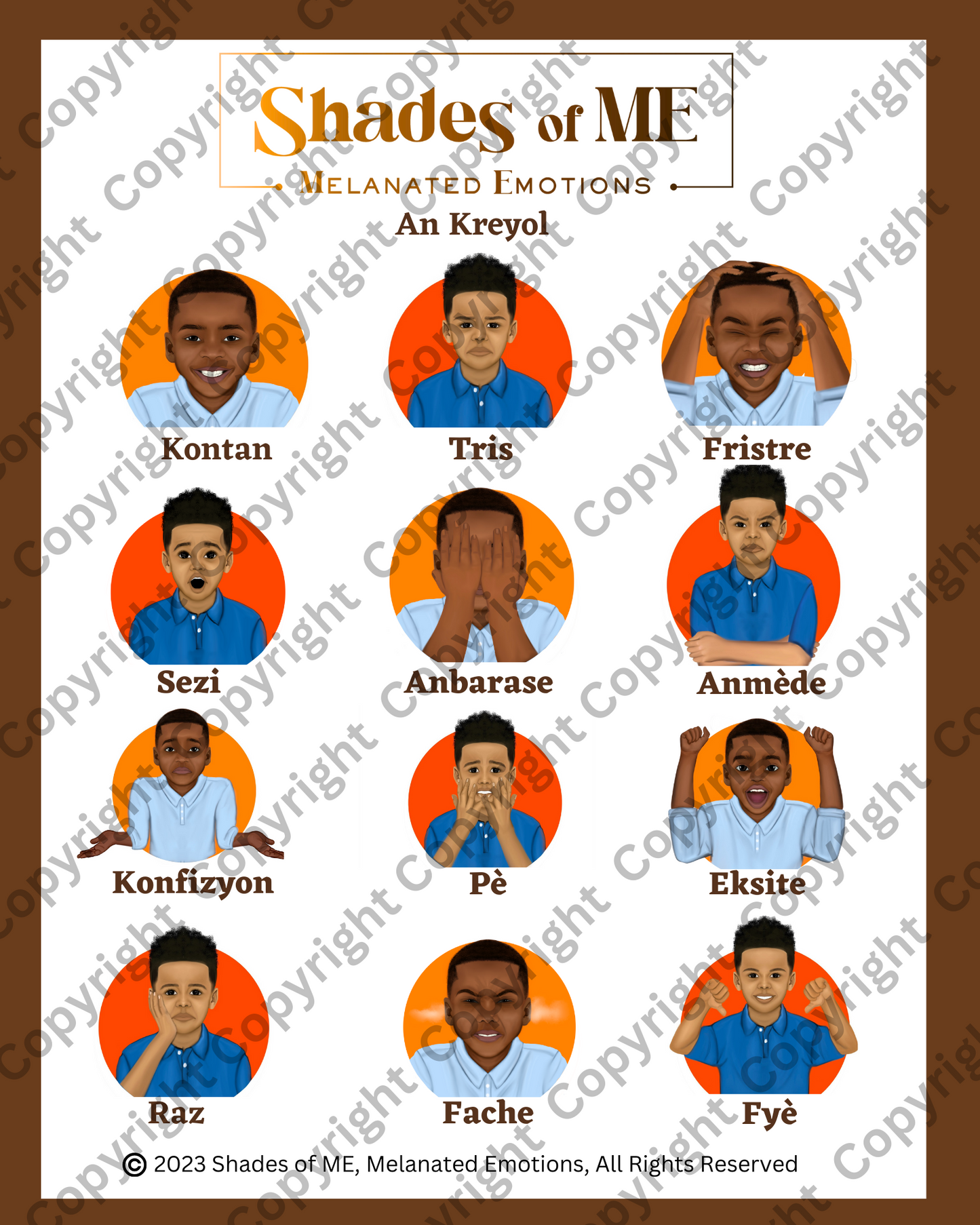 Feelings Chart - Boys of Color (Kreyol)