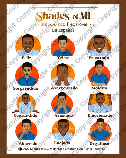 Feelings Chart - Boys of Color (Spanish)