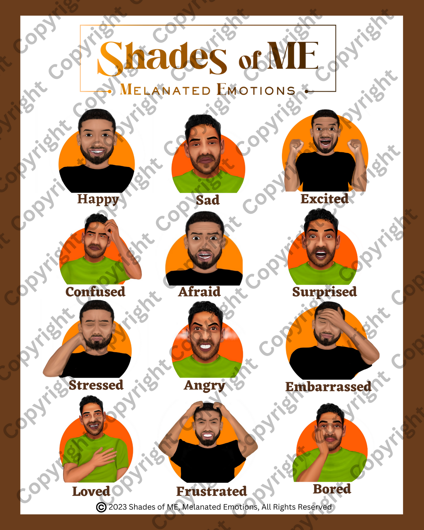 Feelings Chart - Men of Color (English)