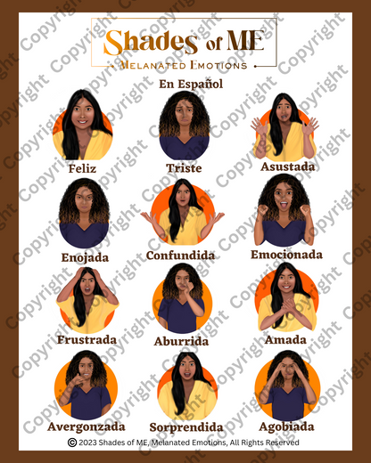 Feelings Chart - Women of Color (Spanish)