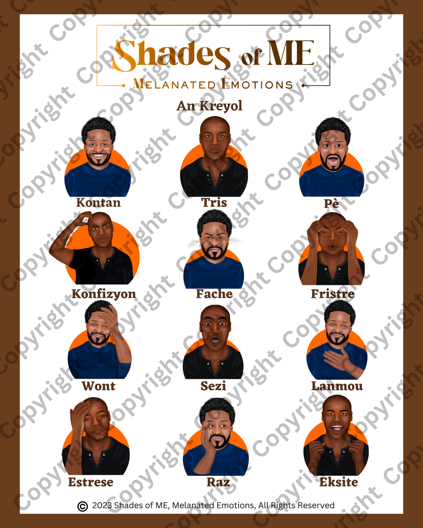Feelings Chart - Black Men (Kreyol)