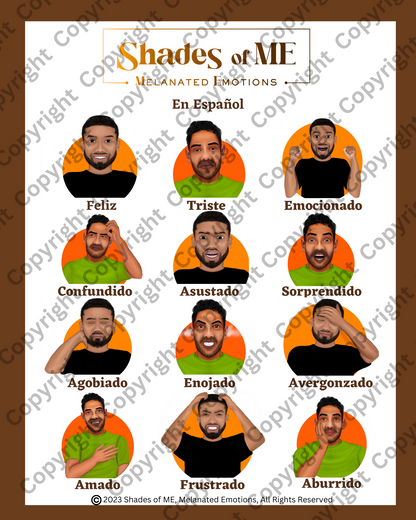 Feelings Chart - Men of Color (Spanish)