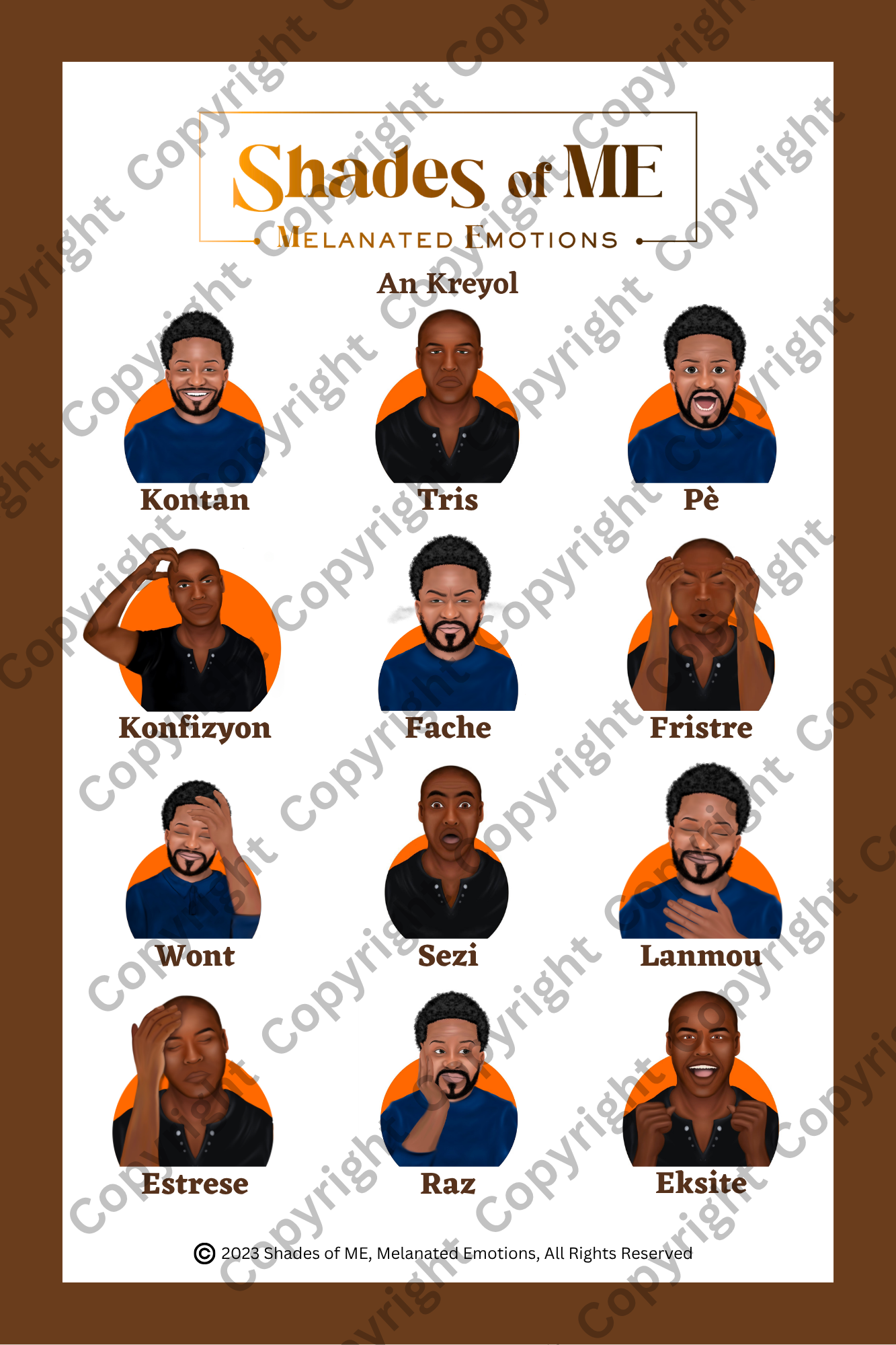 Feelings Chart - Black Men (Kreyol)