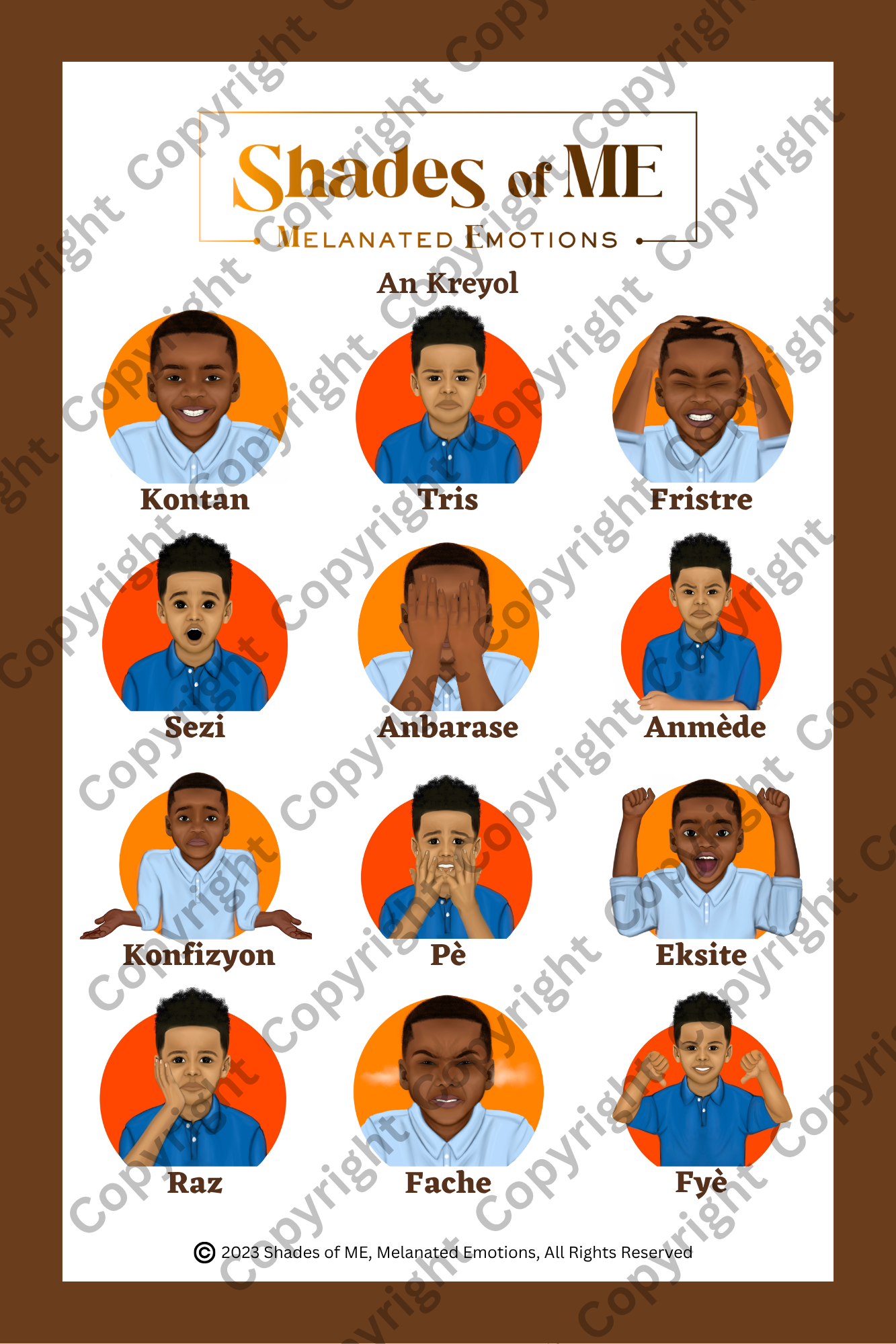 Feelings Chart - Boys of Color (Kreyol)