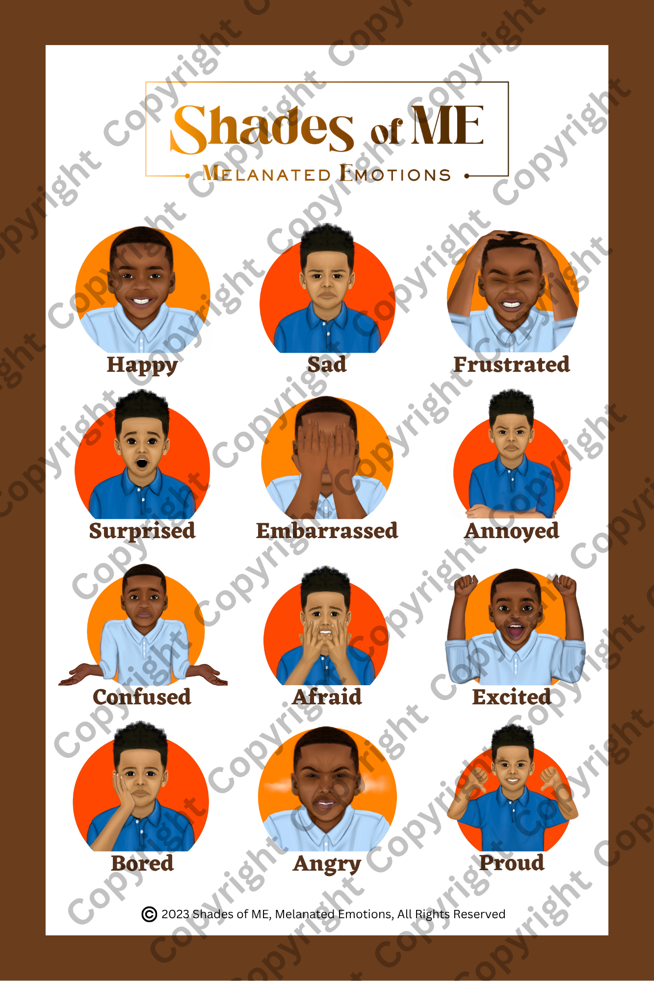 Feelings Chart - Boys of Color (English)
