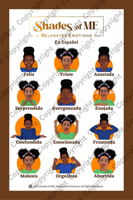 Feelings Chart - Girls of Color (Spanish)
