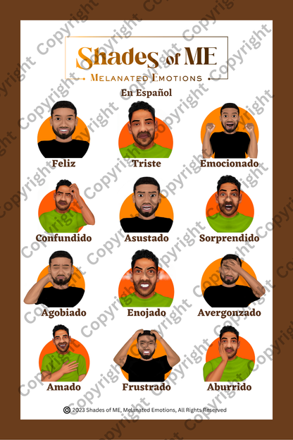 Feelings Chart - Men of Color (Spanish)