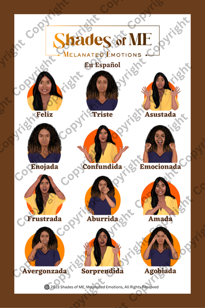 Feelings Chart - Women of Color (Spanish)
